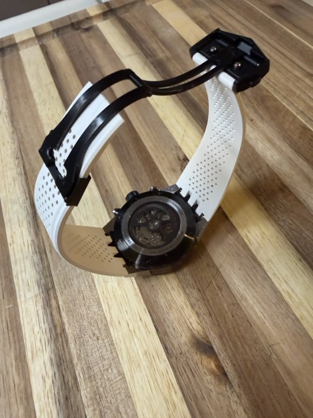 Tag Heuer Skeleton Chronograph Watch - Black, Silver & Red Accents - Picture 8 of 10